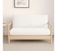 Full Size Armless Futon Covers - 100% Egyptian Cotton 600 Thread-Count Futon Slipcovers - Zippered Couch Cover Sofa Bed Protector, Sleeper Sofa Cover, Machine Washable, Polka Dot Navy