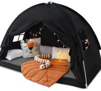 Full Size Bed Canopy Bed Tents Dream Tent on Bed Privacy Space Blackout Sleeping Tents Indoor Breathable Portable Cottage Drafty Room Floor Bed Tents (Large Black)