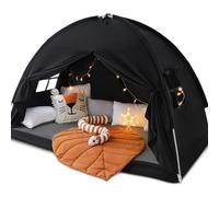 Full Size Bed Canopy Bed Tents Dream Tent on Bed Privacy Space Blackout Sleeping Tents Indoor Breathable Portable Cottage Drafty Room Floor Bed Tents (Large Black)