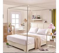 Full Size Bed Canopy Frame - Elegant Corner Posts for Bedroom DecorMosquito Netting & Versatile Materials Enhance Sleep Space with Stylish Canopy Design