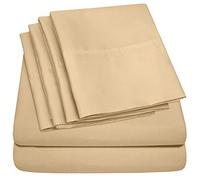 Full Size Bed Sheets - 6 Piece 1500 Supreme Collection Fine Brushed Microfiber Deep Pocket Full Sheet Set Bedding - 2 Extra Pillow Cases, Great Value, Full, Camel
