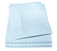 Full Size Bed Sheets - 6 Piece 1500 Supreme Collection Fine Brushed Microfiber Deep Pocket Full Sheet Set Bedding - 2 Extra Pillow Cases, Great Value, Full, Dobby Light Blue