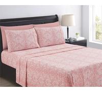 Full Size Bed Sheets Set Deep Pockets - 6PC Paisley Ultra Soft Microfiber Bed Sheets Set - Easy to Clean, 90 Thread Count Sheets with Fitted Sheet, Flat Sheet & Pillowcases (Soft Pink)