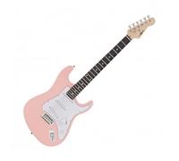 Full Size Electric Guitar Ideal for Beginners LA by Gear4music with Accessories Pink