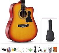 Full Size Guitar Acoustic Guitar Beginner Exercise Classical Guitar Student Portable Guitar Kit Case Beginner Acoustic Guitar Starter Package Student G (Color : Brown Size : 38 inch) (Yellow 38 inch)