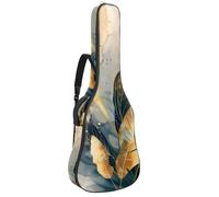 Full Size Guitar Bag, 40 41 42 inch Guitar Case Carry Bag for Electric Bass Classical Guitar, Abstract Gold Feather Art Background