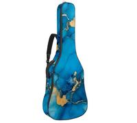 Full Size Guitar Bag, 40 41 42 inch Guitar Case Carry Bag for Electric Bass Classical Guitar, Abstract Ink Blue and Gold Colors