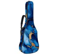 Full Size Guitar Bag, 40 41 42 inch Guitar Case Carry Bag for Electric Bass Classical Guitar, Abstract Art Ink Blue and Gold Colors