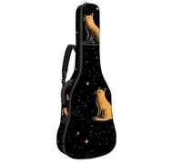 Full Size Guitar Bag, 40 41 42 inch Guitar Case Carry Bag for Electric Bass Classical Guitar, Black Cat Silhouette Among Stars in The Night Sky