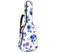 Full Size Guitar Bag, 40 41 42 inch Guitar Case Carry Bag for Electric Bass Classical Guitar, Blue and Lilac Roses Flowers Seamless Pattern
