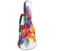 Full Size Guitar Bag, 40 41 42 inch Guitar Case Carry Bag for Electric Bass Classical Guitar, Colorful Watercolor Butterfly and Flowers