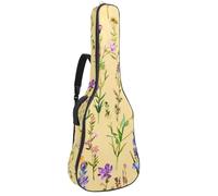 Full Size Guitar Bag, 40 41 42 inch Guitar Case Carry Bag for Electric Bass Classical Guitar, Colorful Wild Flowers on Colored Background