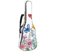 Full Size Guitar Bag, 40 41 42 inch Guitar Case Carry Bag for Electric Bass Classical Guitar, Colorful Wild Flowers and Butterflies Border