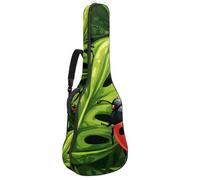 Full Size Guitar Bag, 40 41 42 inch Guitar Case Carry Bag for Electric Bass Classical Guitar, Cute Lady Bugs on Green Palm Leaves