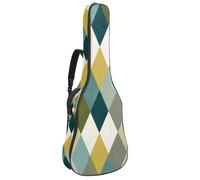 Full Size Guitar Bag, 40 41 42 inch Guitar Case Carry Bag for Electric Bass Classical Guitar, Elegant Yellow Sage Green and Teal Argyle Pattern