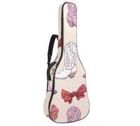 Full Size Guitar Bag, 40 41 42 inch Guitar Case Carry Bag for Electric Bass Classical Guitar, Girly Retro Western Cowgirl Boots and Bows