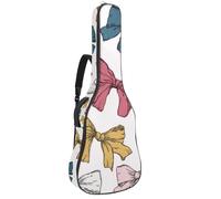 Full Size Guitar Bag, 40 41 42 inch Guitar Case Carry Bag for Electric Bass Classical Guitar, Girly Ribbon Bow Seamless Pattern