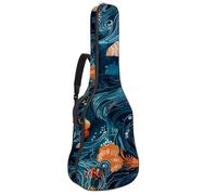 Full Size Guitar Bag, 40 41 42 inch Guitar Case Carry Bag for Electric Bass Classical Guitar, Ocean Wave Fishes Pattern
