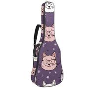 Full Size Guitar Bag, 40 41 42 inch Guitar Case Carry Bag for Electric Bass Classical Guitar, Seamless Pattern with Hipster Cute Cats