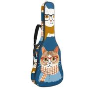 Full Size Guitar Bag, 40 41 42 inch Guitar Case Carry Bag for Electric Bass Classical Guitar, Seamless Pattern Hipster Cute Cats