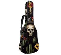 Full Size Guitar Bag, 40 41 42 inch Guitar Case Carry Bag for Electric Bass Classical Guitar, Skull in Mexican Hat and Wild West Cactus Horseshoe Heart