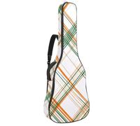 Full Size Guitar Bag, 40 41 42 inch Guitar Case Carry Bag for Electric Bass Classical Guitar, St. Patrick Day Orange White and Green Plaid Texture