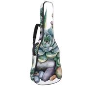 Full Size Guitar Bag, 40 41 42 inch Guitar Case Carry Bag for Electric Bass Classical Guitar, Tropical Succulents Cactus Flowers and Stones