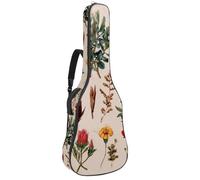 Full Size Guitar Bag, 40 41 42 inch Guitar Case Carry Bag for Electric Bass Classical Guitar, Various Wildflowers and Plants Vintage Style