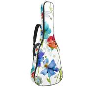 Full Size Guitar Bag, 40 41 42 inch Guitar Case Carry Bag for Electric Bass Classical Guitar, Watercolor Field Flowers with Dragonfly