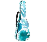 Full Size Guitar Bag, 40 41 42 inch Guitar Case Carry Bag for Electric Bass Classical Guitar, Watercolor Turquoise Leaves Pattern