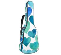 Full Size Guitar Bag, 40 41 42 inch Guitar Case Carry Bag for Electric Bass Classical Guitar, Watercolor Turquoise Hearts Seamless Pattern