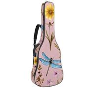 Full Size Guitar Bag, 40 41 42 inch Guitar Case Carry Bag for Electric Bass Classical Guitar, Watercolor Wildflowers Herbs and Grass Bee Dragonfly