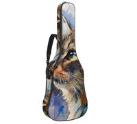 Full Size Guitar Bag, 40 41 42 inch Guitar Case Carry Bag for Electric Bass Classical Guitar, Watercolor Beautiful Cat