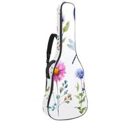 Full Size Guitar Bag, 40 41 42 inch Guitar Case Carry Bag for Electric Bass Classical Guitar, Watercolor Wildflowers and Butterfly