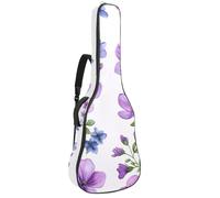 Full Size Guitar Bag, 40 41 42 inch Guitar Case Carry Bag for Electric Bass Classical Guitar, Watercolor Pink Violet Wild Flowers