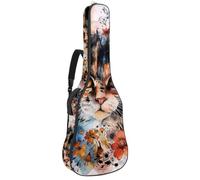 Full Size Guitar Bag, Waterproof Guitar Cover Carry Case for Acoustic Classical Electric Guitars, Beautiful Cat Floral Watercolor