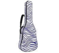 Full Size Guitar Bag, Waterproof Guitar Cover Carry Case for Acoustic Classical Electric Guitars, Big Waves in Linear Style White and Blue Color Pattern
