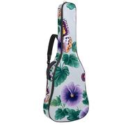 Full Size Guitar Bag, Waterproof Guitar Cover Carry Case for Acoustic Classical Electric Guitars, Clover Flowers Pansies and Leaves and Butterflies