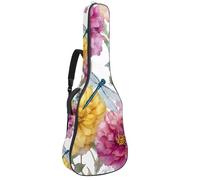 Full Size Guitar Bag, Waterproof Guitar Cover Carry Case for Acoustic Classical Electric Guitars, Colorful Field Flowers Painting with Dragonfly