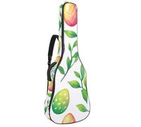 Full Size Guitar Bag, Waterproof Guitar Cover Carry Case for Acoustic Classical Electric Guitars, Colorful Easter Eggs and Green Leaves