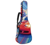 Full Size Guitar Bag, Waterproof Guitar Cover Carry Case for Acoustic Classical Electric Guitars, Cool Race Cars on Bright The Racing Track