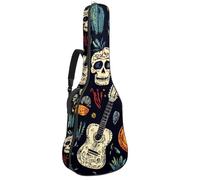 Full Size Guitar Bag, Waterproof Guitar Cover Carry Case for Acoustic Classical Electric Guitars, Day of The Dead Cactus Guitars Skulls