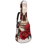 Full Size Guitar Bag, Waterproof Guitar Cover Carry Case for Acoustic Classical Electric Guitars, Day of The Dead Skull and Flowers