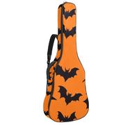 Full Size Guitar Bag, Waterproof Guitar Cover Carry Case for Acoustic Classical Electric Guitars, Halloween Bats Silhouette on a Orange Background