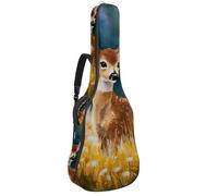 Full Size Guitar Bag, Waterproof Guitar Cover Carry Case for Acoustic Classical Electric Guitars, Little Deer in a Field Among Flowers