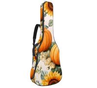 Full Size Guitar Bag, Waterproof Guitar Cover Carry Case for Acoustic Classical Electric Guitars, Pumpkins and Sunflower Flowers