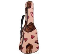 Full Size Guitar Bag, Waterproof Guitar Cover Carry Case for Acoustic Classical Electric Guitars, Retro Valentine Girly Cowboy Hat and Boots Pattern