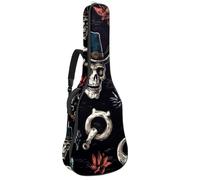 Full Size Guitar Bag, Waterproof Guitar Cover Carry Case for Acoustic Classical Electric Guitars, Skull in Mexican Hat Wild West Cactus Heart