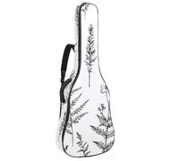 Full Size Guitar Bag, Waterproof Guitar Cover Carry Case for Acoustic Classical Electric Guitars, Thin Lines Meadow Wild Flowers and Tree Leaves