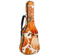 Full Size Guitar Bag, Waterproof Guitar Cover Carry Case for Acoustic Classical Electric Guitars, Vintage Fall Harvest Festival Pumpkins and Sunflower Flowers